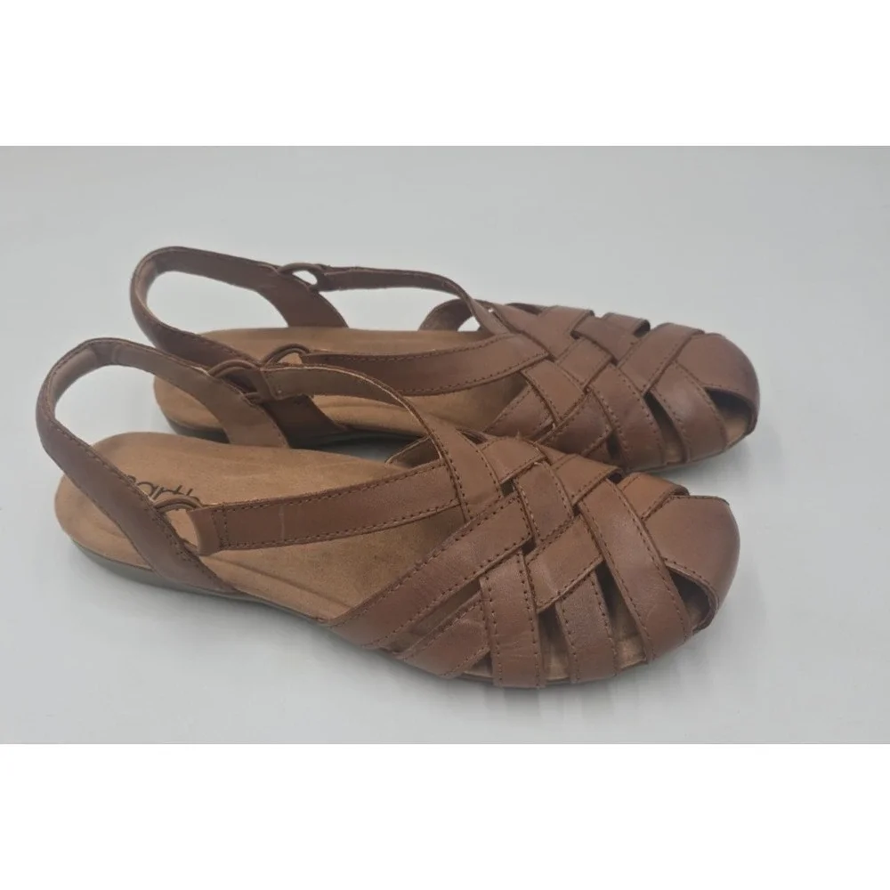 Earth Origins Womens Berri Round Toe Woven Slingback Quiet Luxury Sandals 10N